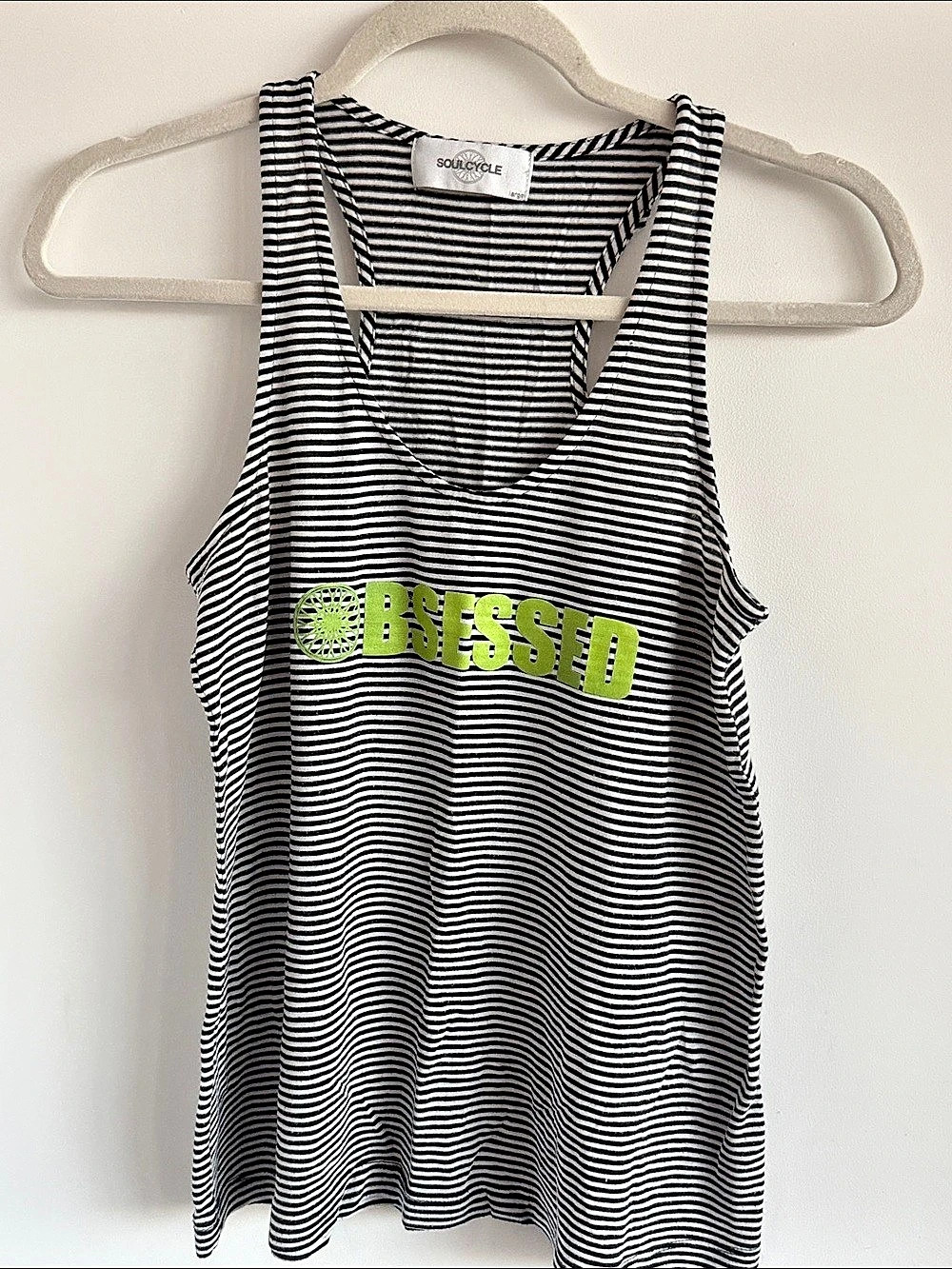 SoulCycle Striped Athletic Tank in Black & White Large Like New
